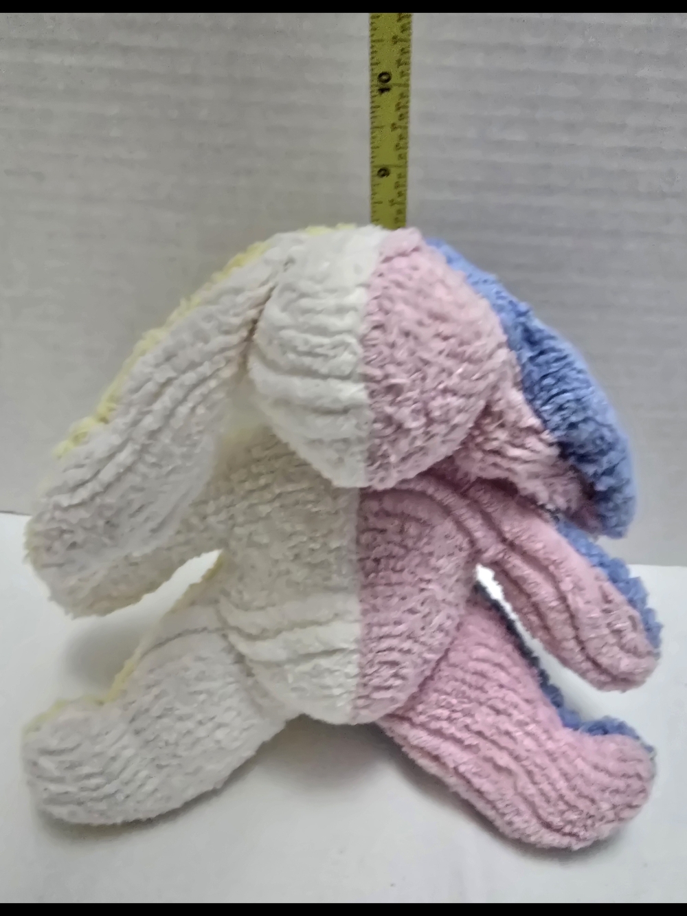 RARE Vtg Chenille Pastel Colors Bunny Rabbit Plush Stuffed Animal 10" Tall EUC.
